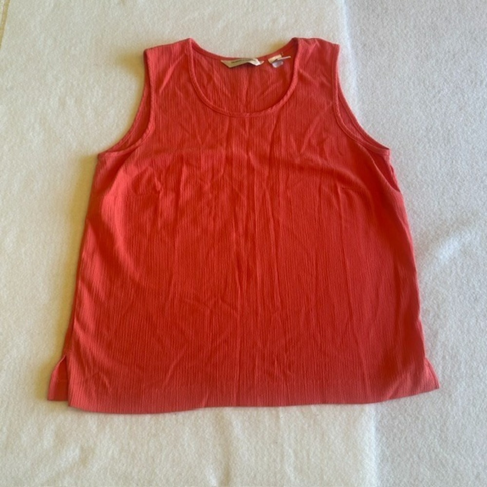 Drapers Damons Petites Sleeveless Tank Top Womens PM Orange Coral Ribbed Knit